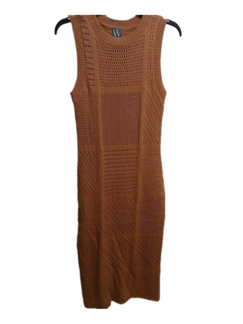 New Worthington Sleeveless Womens Midi Sweater Dress Sz S Camel Career Casual
